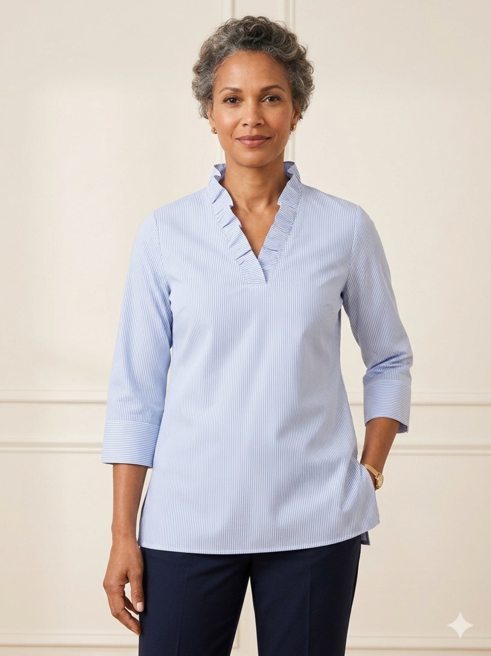 Blue Striped Women's Camisole With pocket